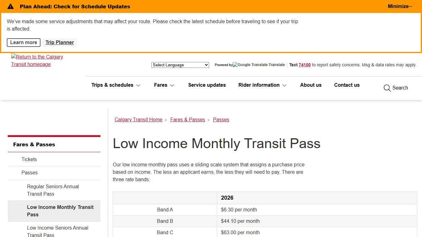 Low Income Monthly Transit Pass